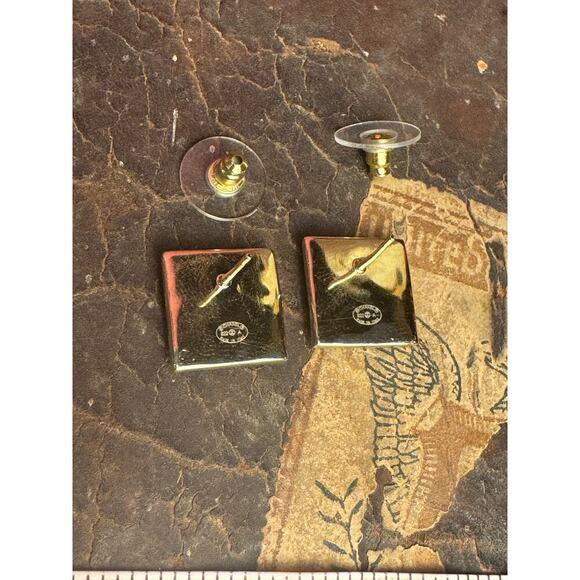 Chanel CC Black Enamel White Stud Earrings B22A CGHW Authentic CoA - Picture 3 of 5